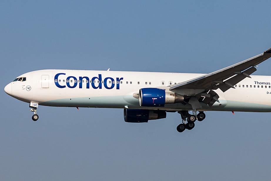 Condor airline in the blue sky
