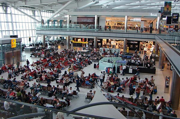 People waiting at London Heathrow