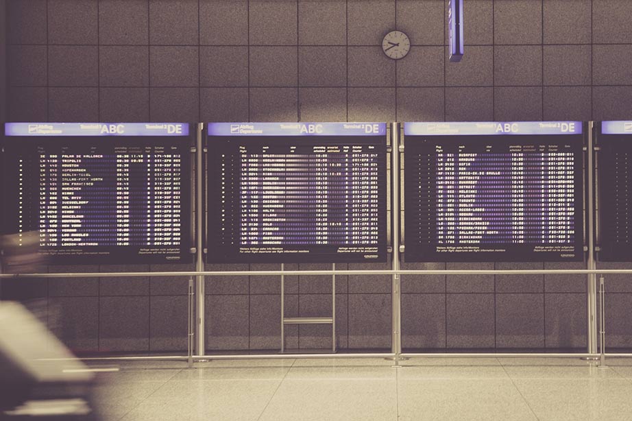 departure signs on airport