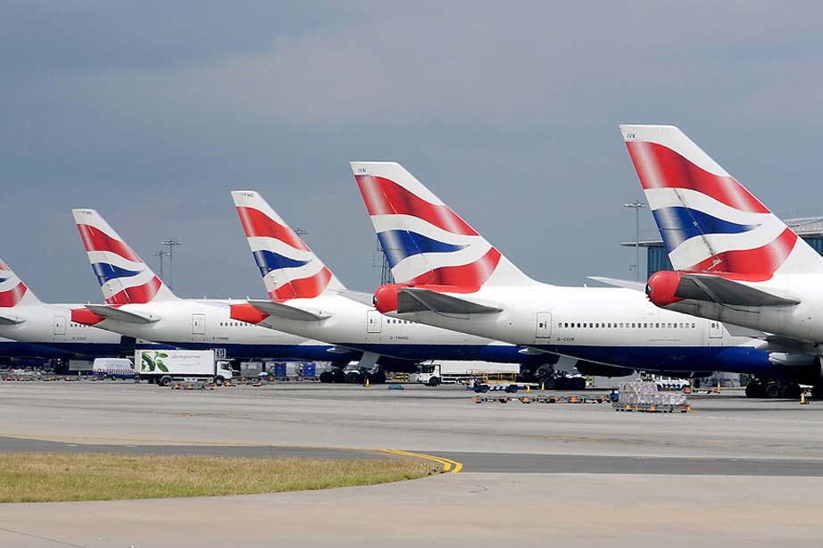 British Airways airplanes at gate