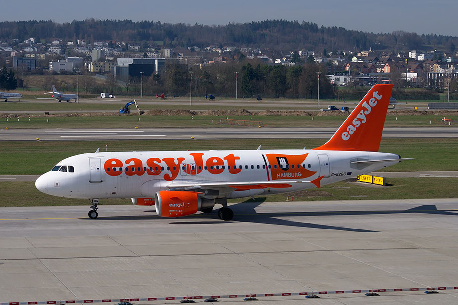 airplane easyJet on runway in Germany