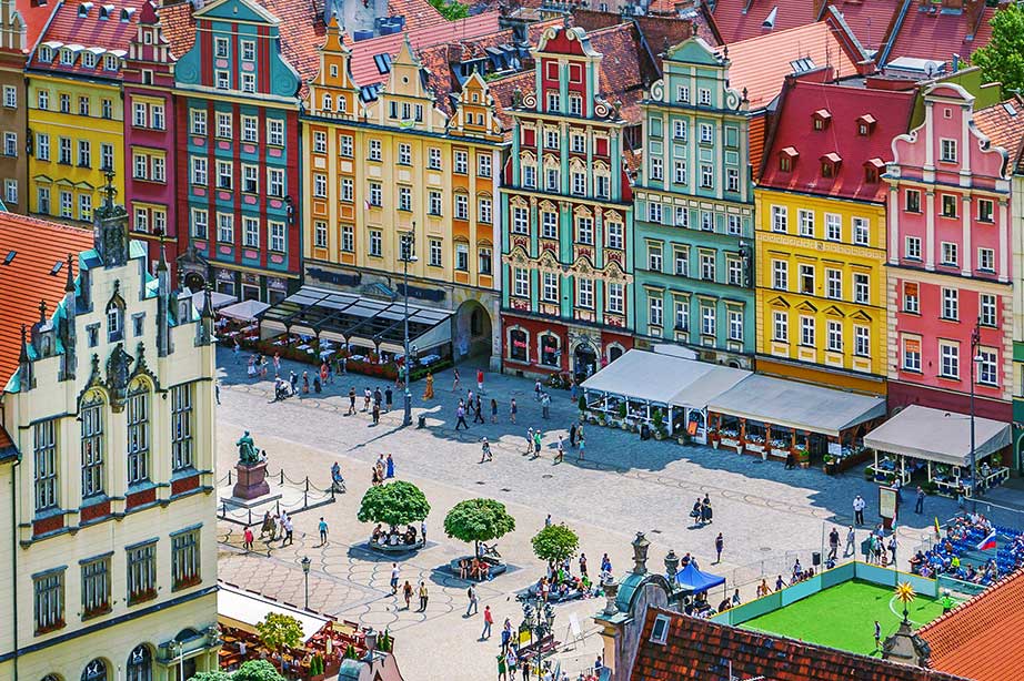 view of wroclaw square poland