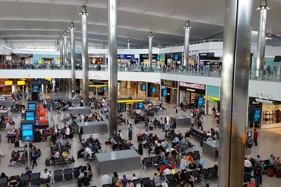 crowd at london heathrow airport