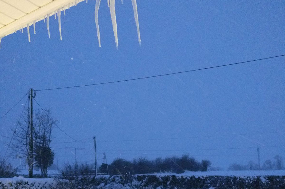 ice and snow in the evening 