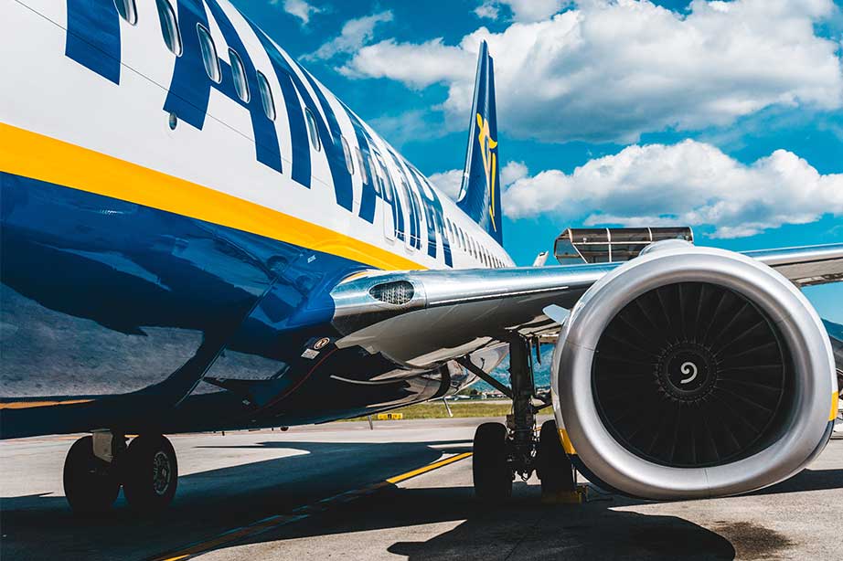 ryanair plane parked on tarmac