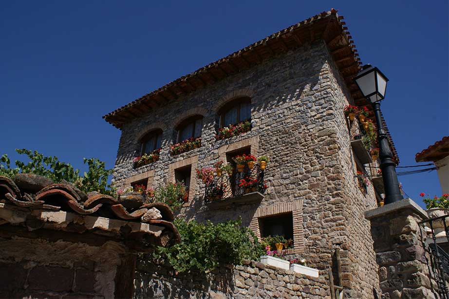 bodega winehouse in la rioja spain with blue sky