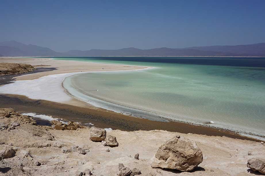 saltcoast with sand and sea in djibouti