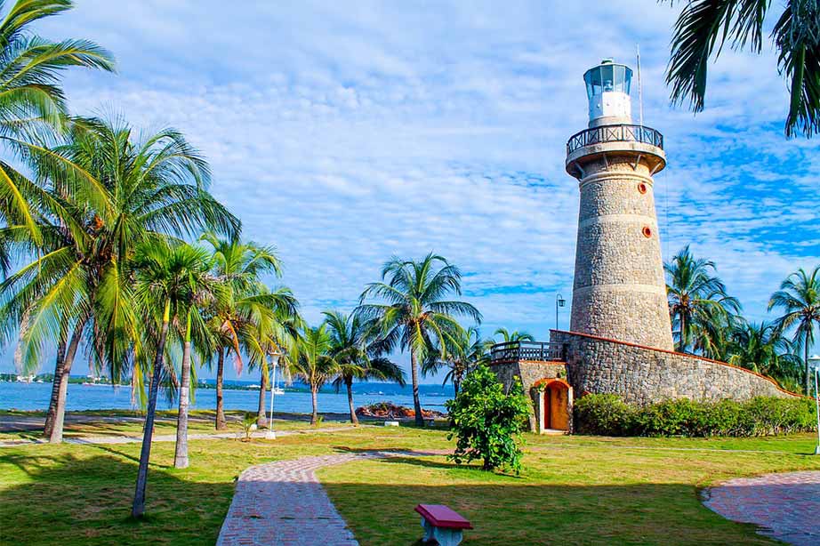 Lighthouse at the port of Cartagena in Colombia