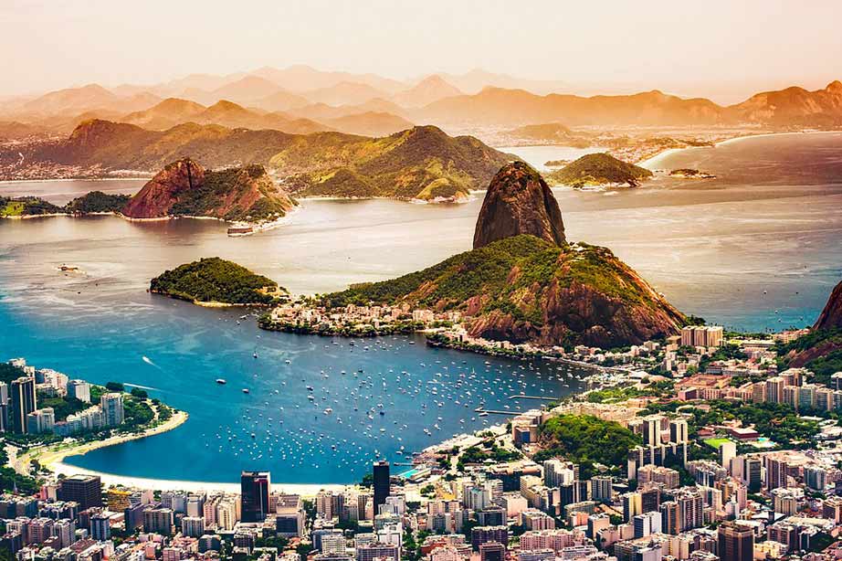 Upper view of the coast of the city of Rio de Janeiro in Brazil