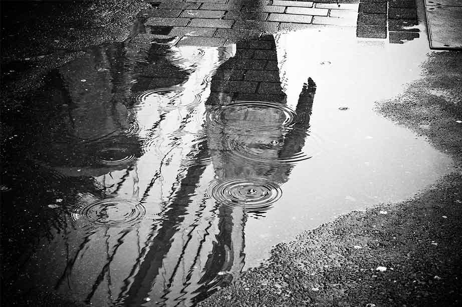 puddle of rain on the street