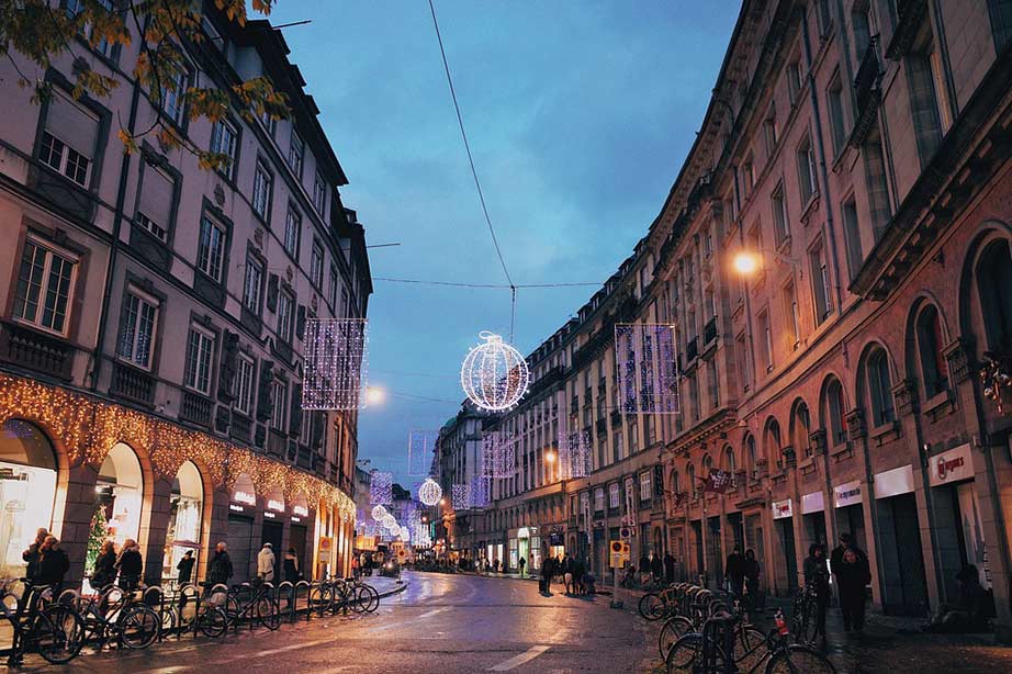 Strasbourg streets during the Christmas market in the city