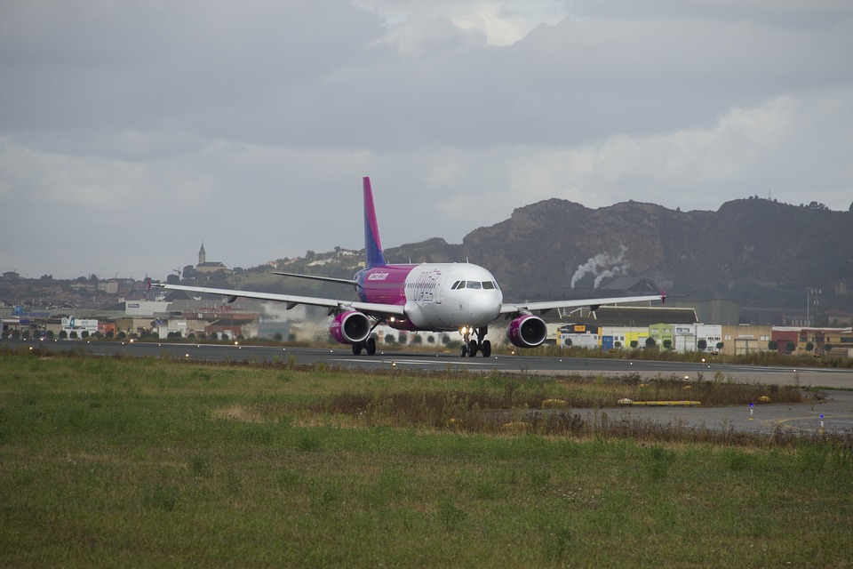 WizzAir aircraft landing on the ground