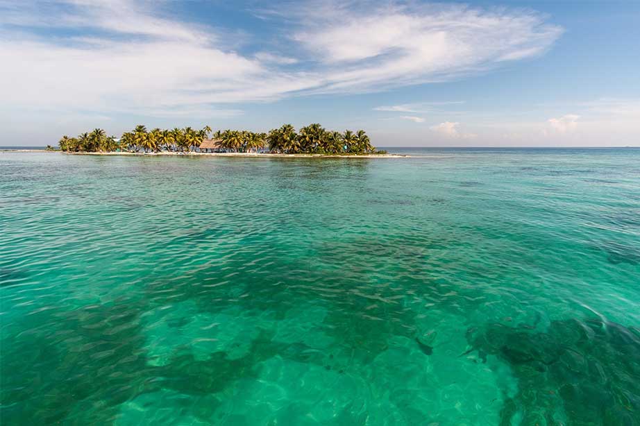 belize barrier reef and green sea