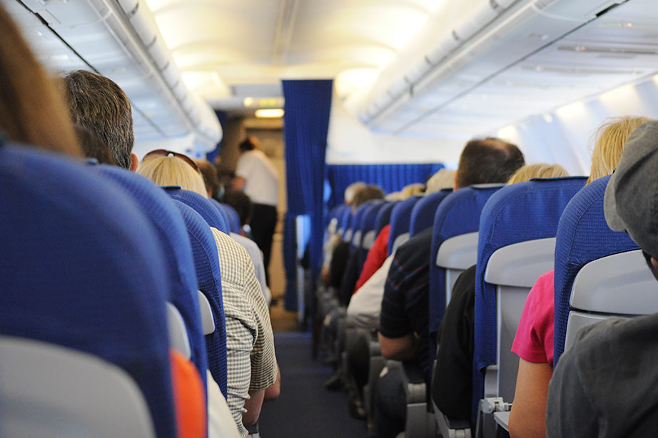 People are on the plane waiting to leave