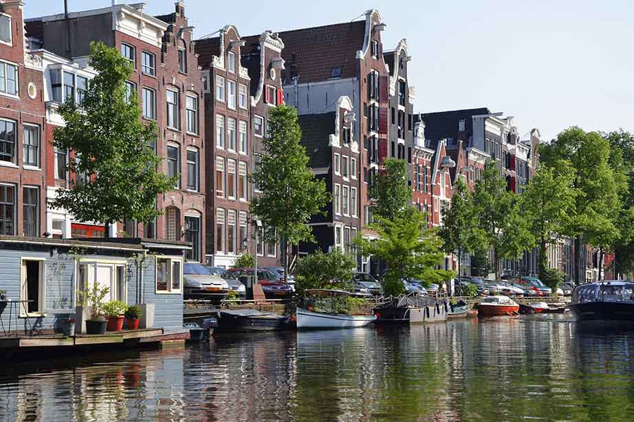 amsterdam canal with houses by the water
