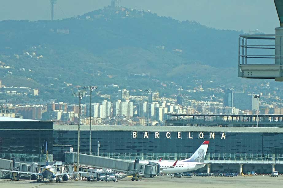 plane parked at Barcelona Airport