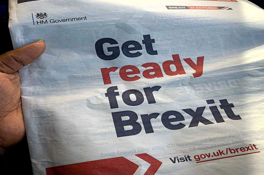 newspaper displaying get ready for brexit on frontpage