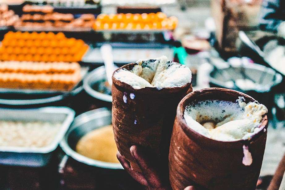 mango lassi on market in India