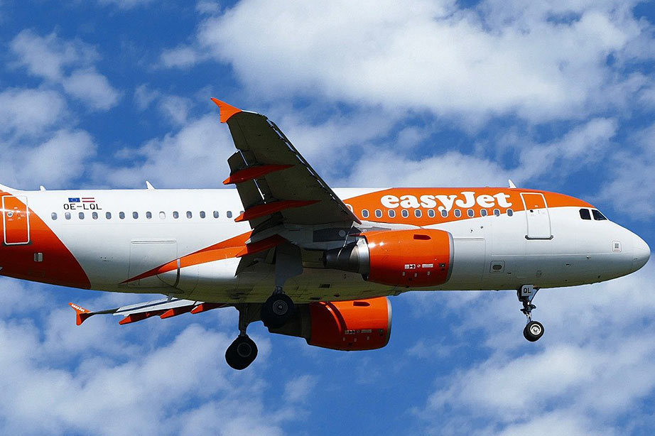 easyjet aircraft flying over