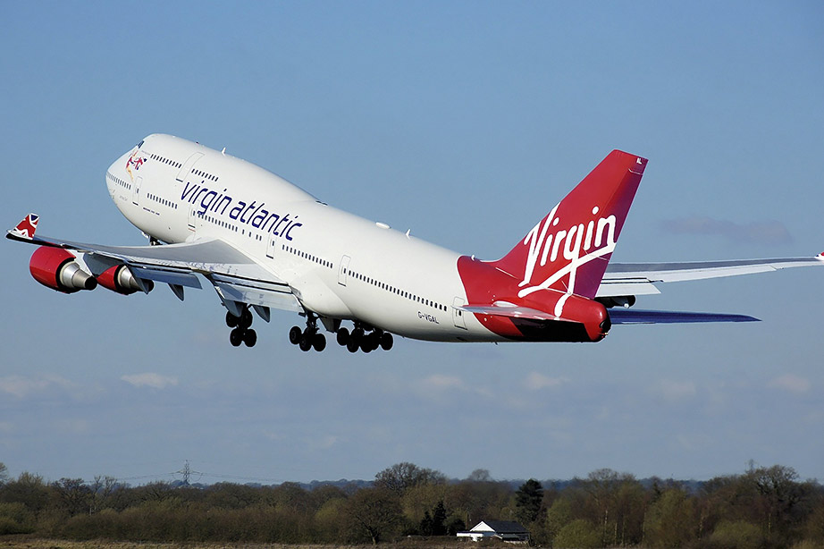 Virgin atlantic airplane taking off