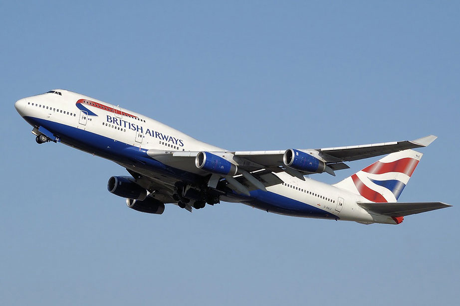 Airplane British Airways in the sky