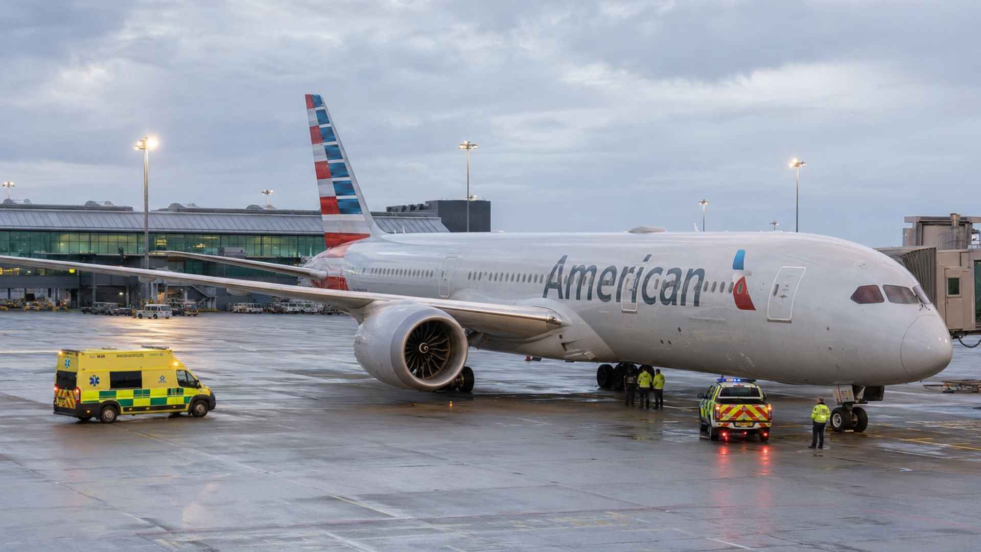 American Airlines on the ground. Paramedics just arrive.